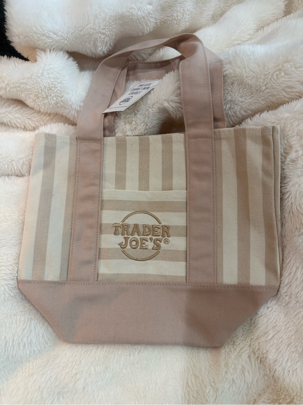 Trader Joe's Beige Stripe Canvas Tote Bag - Neutral Everyday Tote